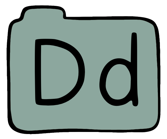 light green file folder with capital and lowercase D on it.